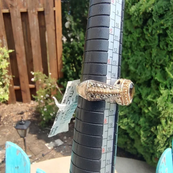 Judith Jack Ring Marcasite Silver Gold with Gem Size 7 - Picture 6 of 16